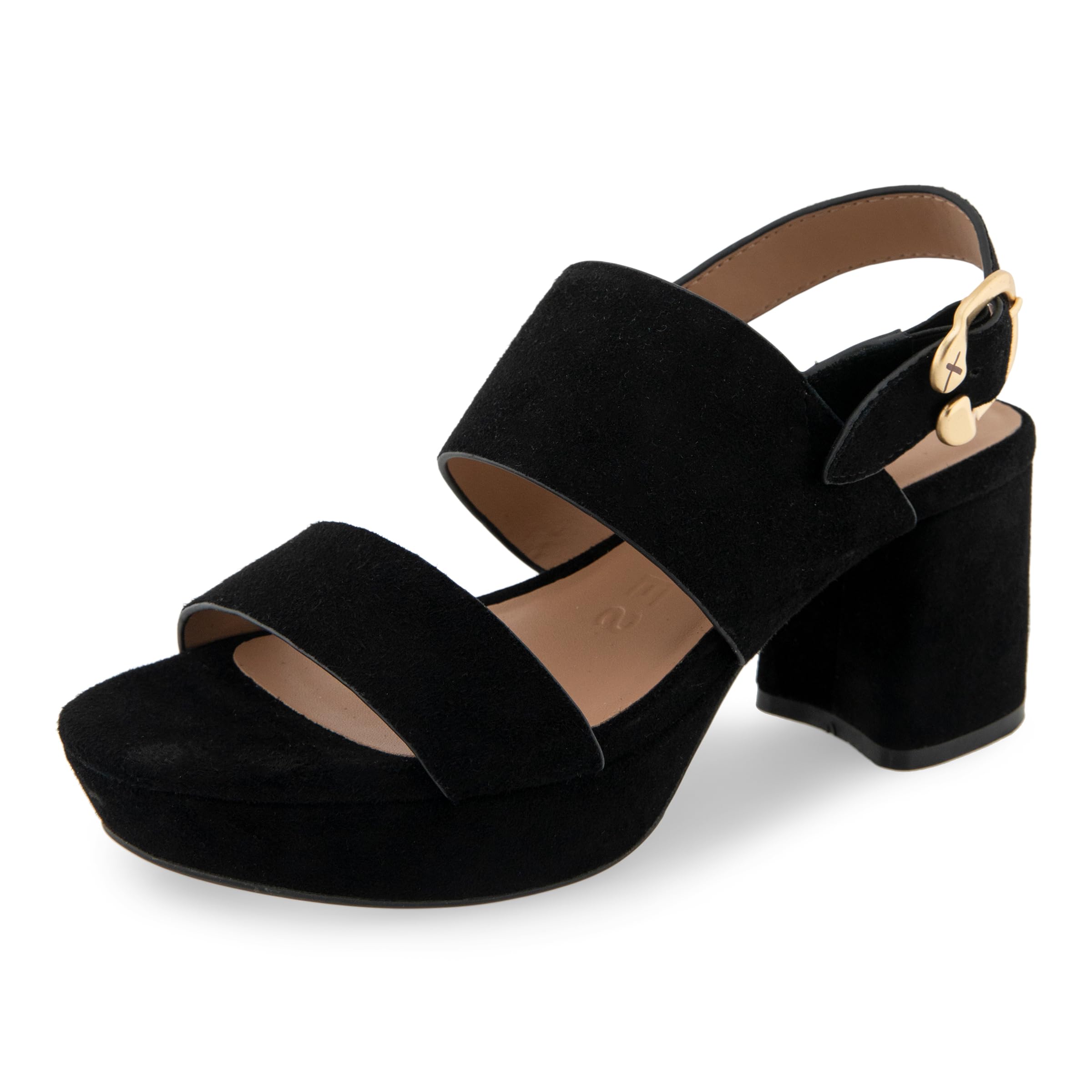 Aerosoles Women's Black Suede Camera Platform Heeled Sandal 8.5 W